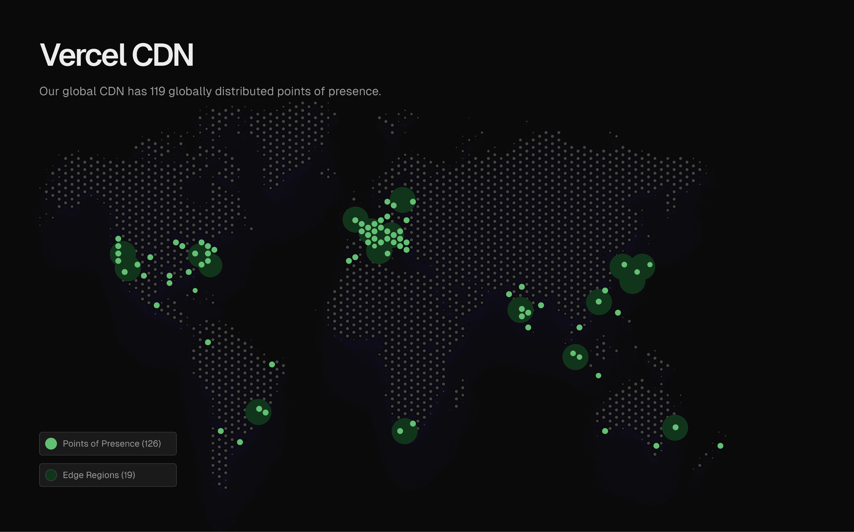Our global CDN has 126 Points of Presence in 94 cities across 51 countries.