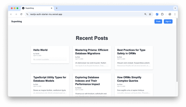 Next.js & Prisma Postgres Auth Starter