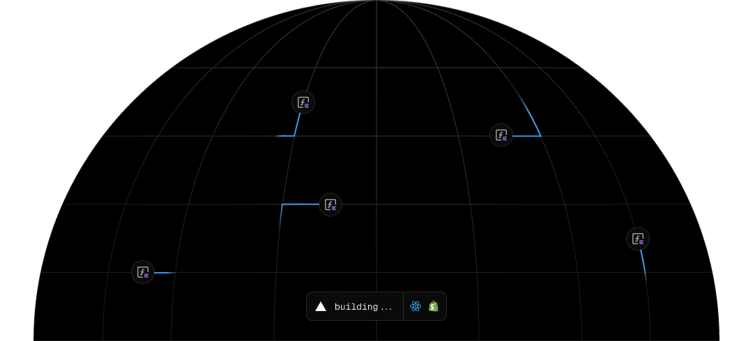 Animated 2D grid globe with Vercel Edge Network nodes arbitrarily placed